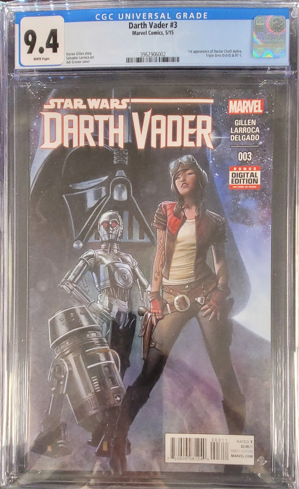 Star Wars Darth Vader #3- First Appearance of Dr Chelli Aphra - CGC 9.4